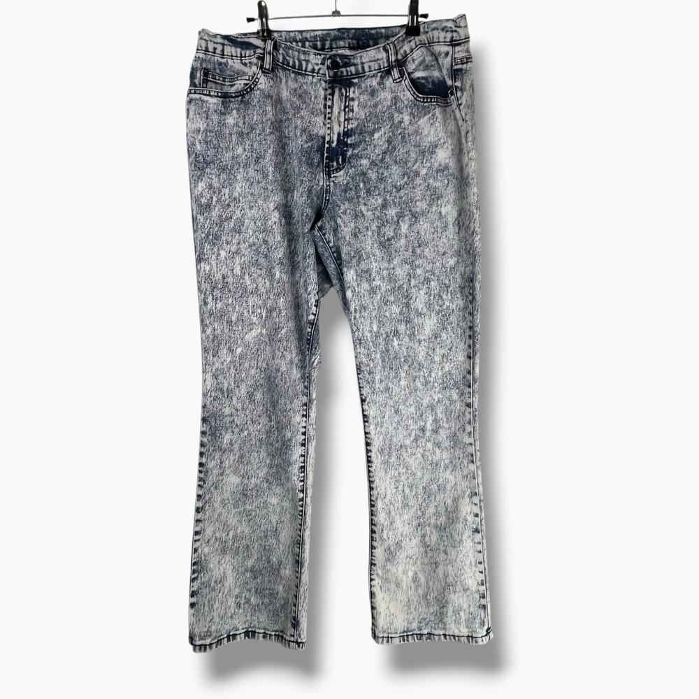 Vintage Y2K Diane Gilman DG2 Light Blue Acid Washed Stretch Jeans 18 W Straight